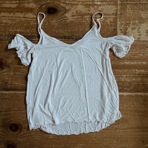 American Eagle Outfitters White Ruffle Sleeve Blouse